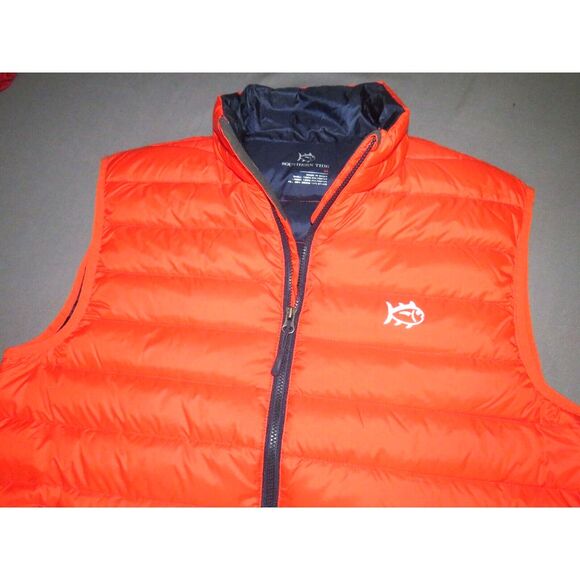 Men's Southern Tide Zip-Up 90% Down Orange Puffer Vest Jacket Medium - Picture 7 of 7